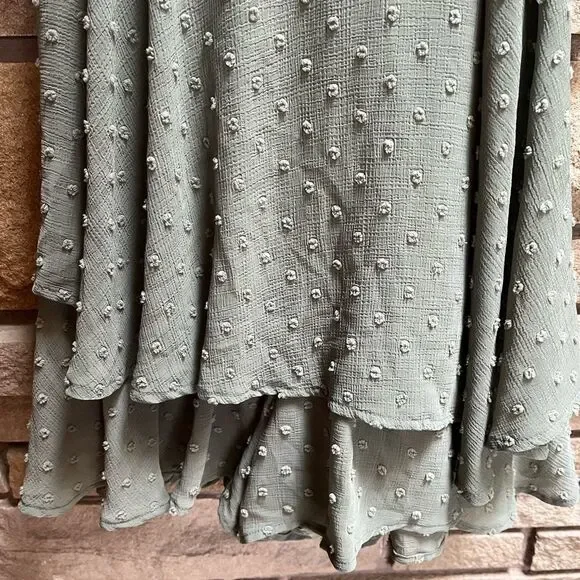 Altar’d State Haisley Layered Crossover Romper Sage Green Swiss Dot XL - Picture 11 of 14